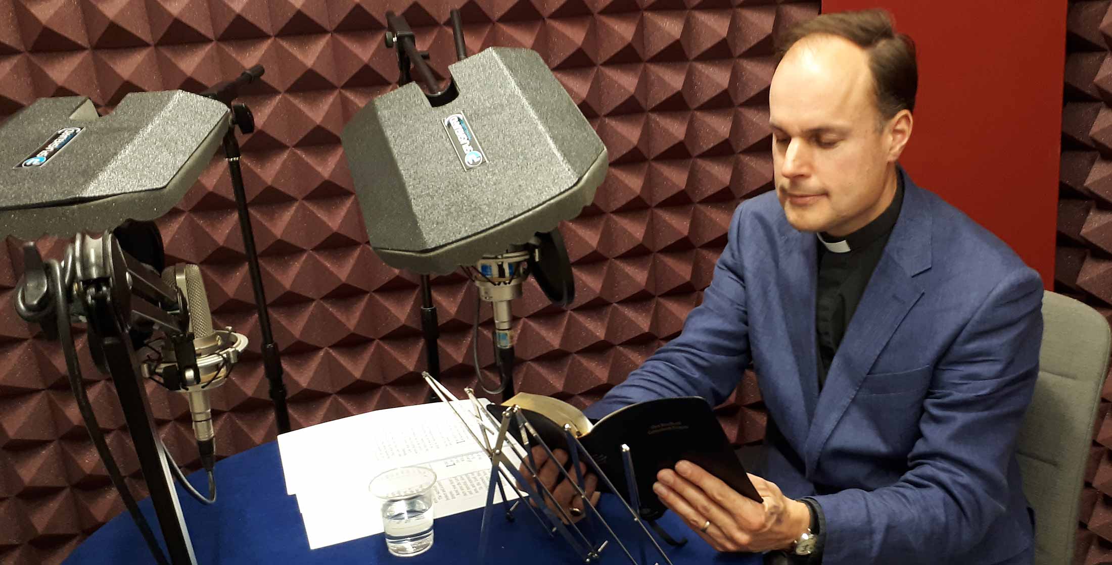 Reverend James Shakespeare in a sound recording studio