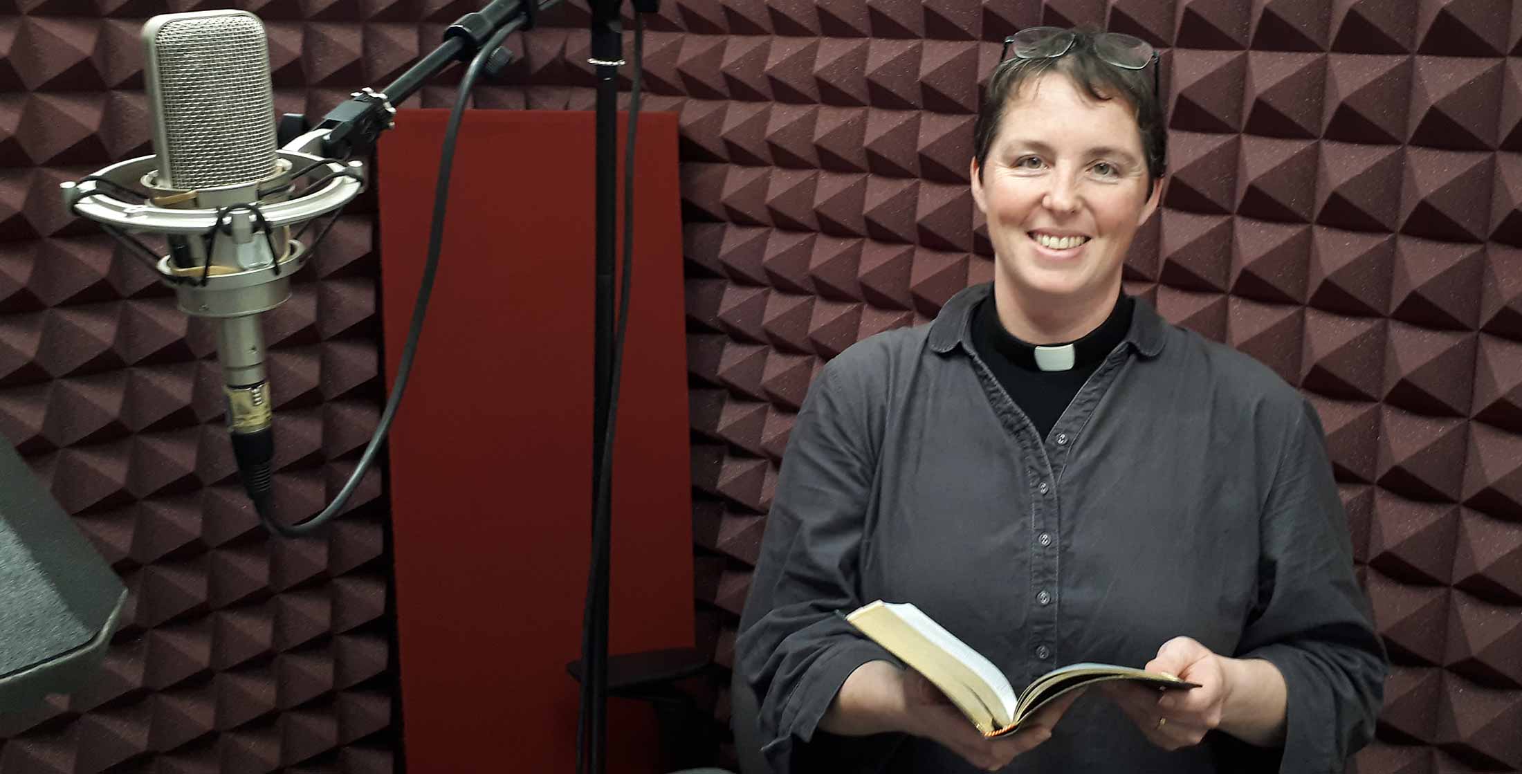 Reverend Chris Campbell in a sound recording studio