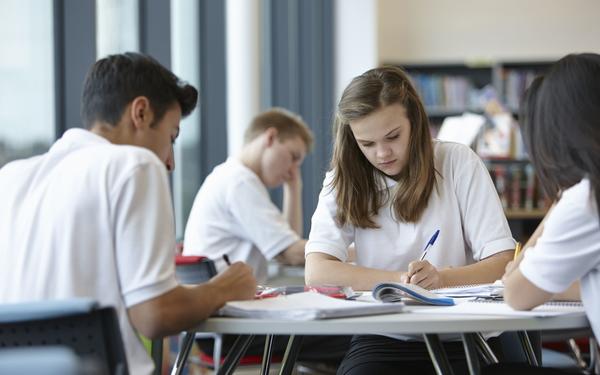 A group of students are studying at a classroom.