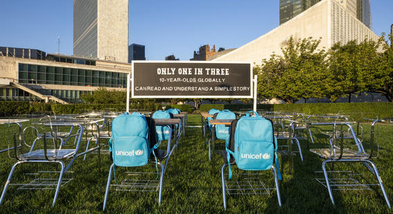 School chair art installation