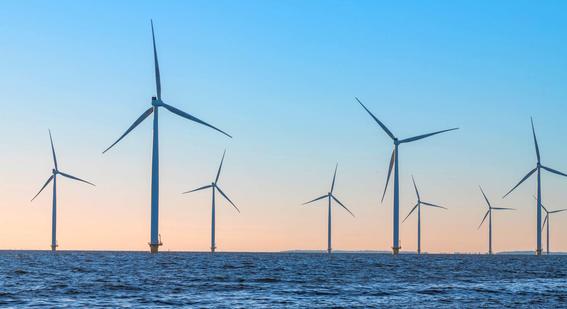 An off-shore windfarm