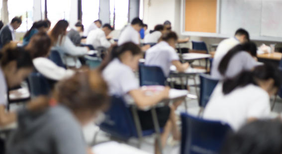 Students taking an exam